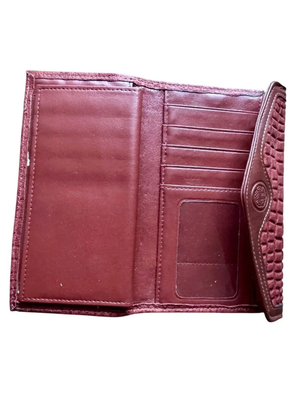 Vintage Genuine Leather Crocodile Embossed Checkbook Wallet 7